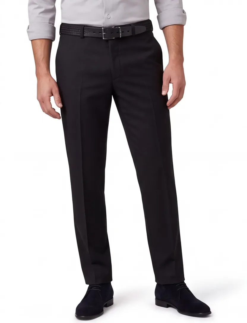 M.E.N.S. broek flatfront zwart Madrid wol
