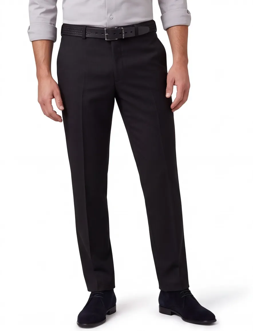 M.E.N.S. broek flatfront zwart Madrid wol