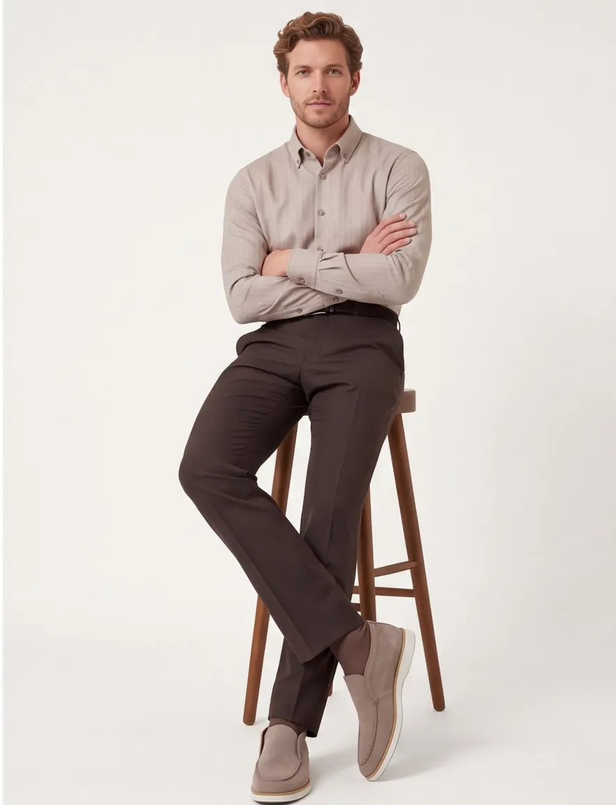Mens broek donker bruin Madrid U