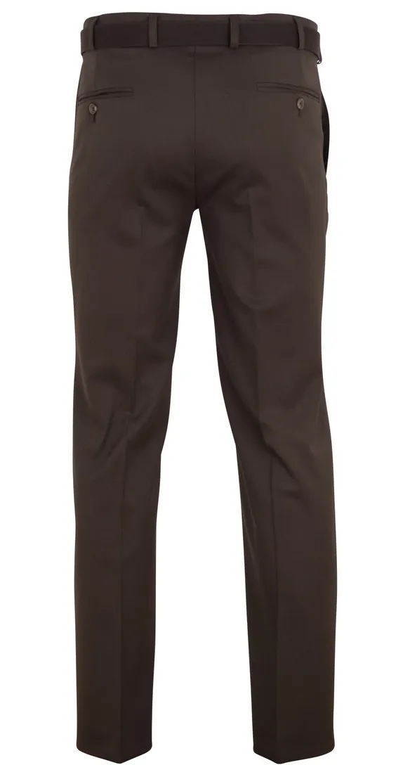 M.e.n.s. broek flatfront bruin stretch met riem