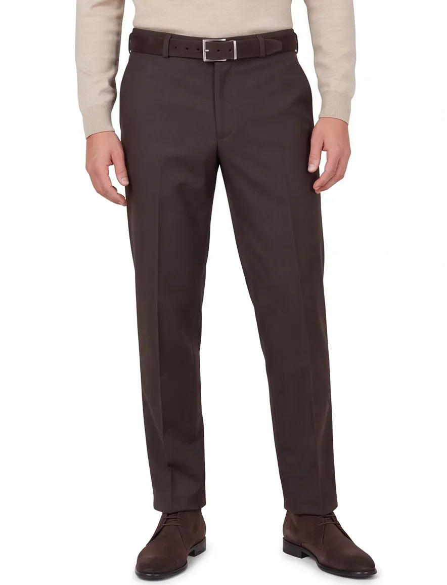 M.e.n.s. broek bruin stretch met riem