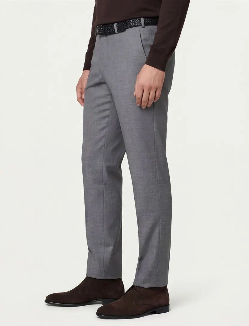 M.E.N.S. pantalon Madrid lichtgrijs wol