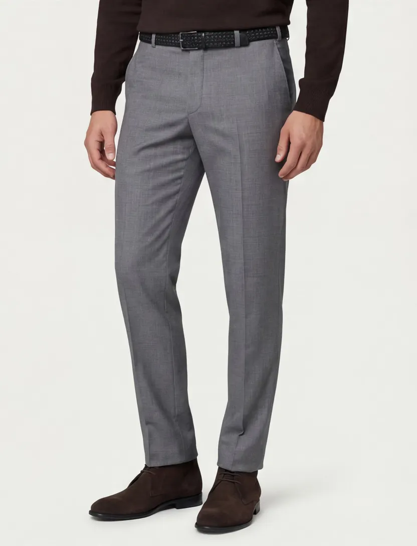 M.E.N.S. pantalon Madrid lichtgrijs wol