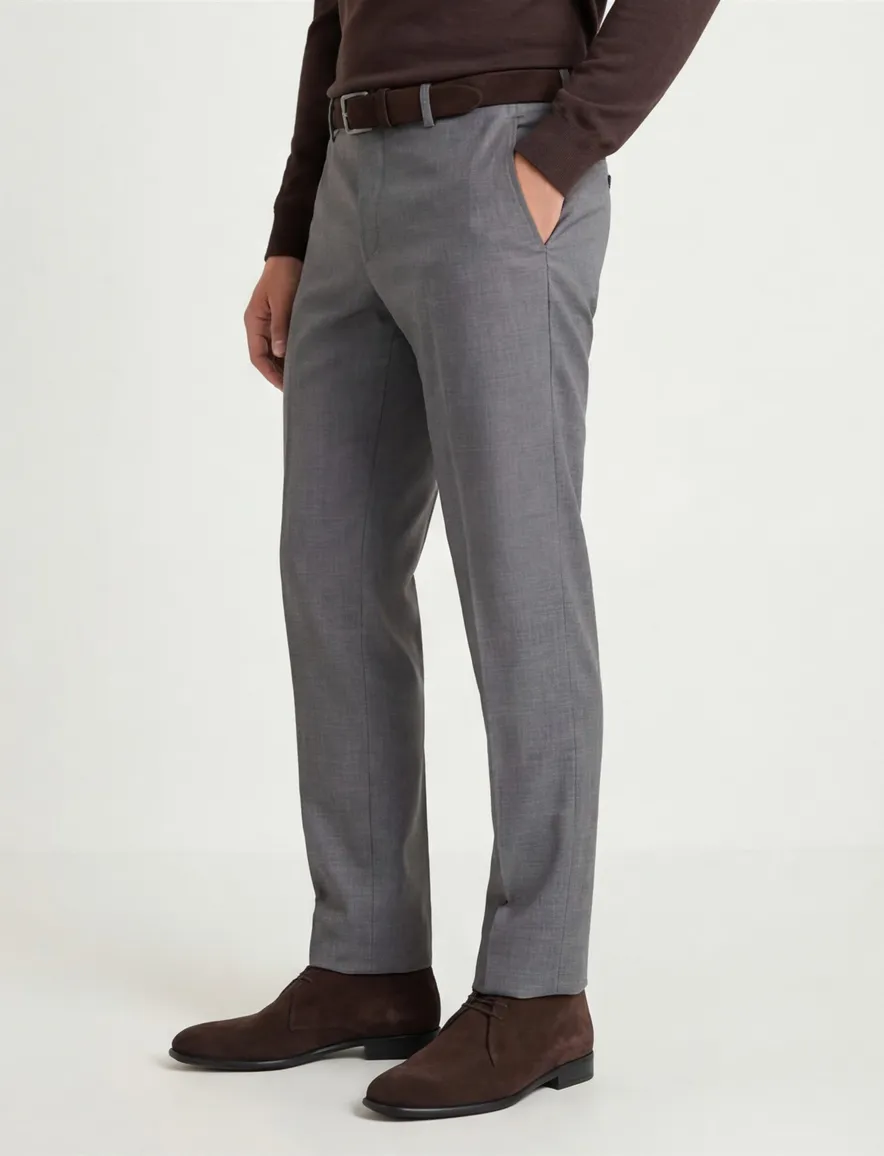 M.E.N.S. pantalon Madrid U wol lichtgrijs