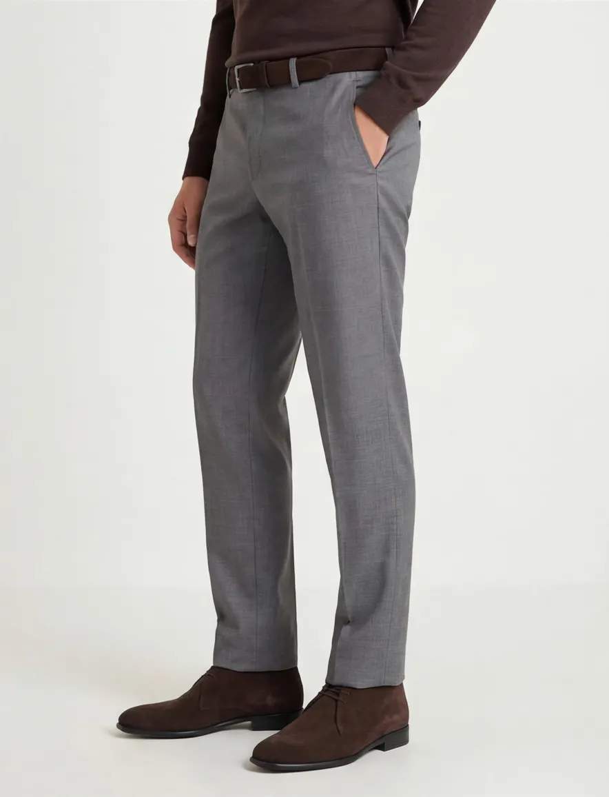 M.E.N.S. pantalon Madrid U wol lichtgrijs