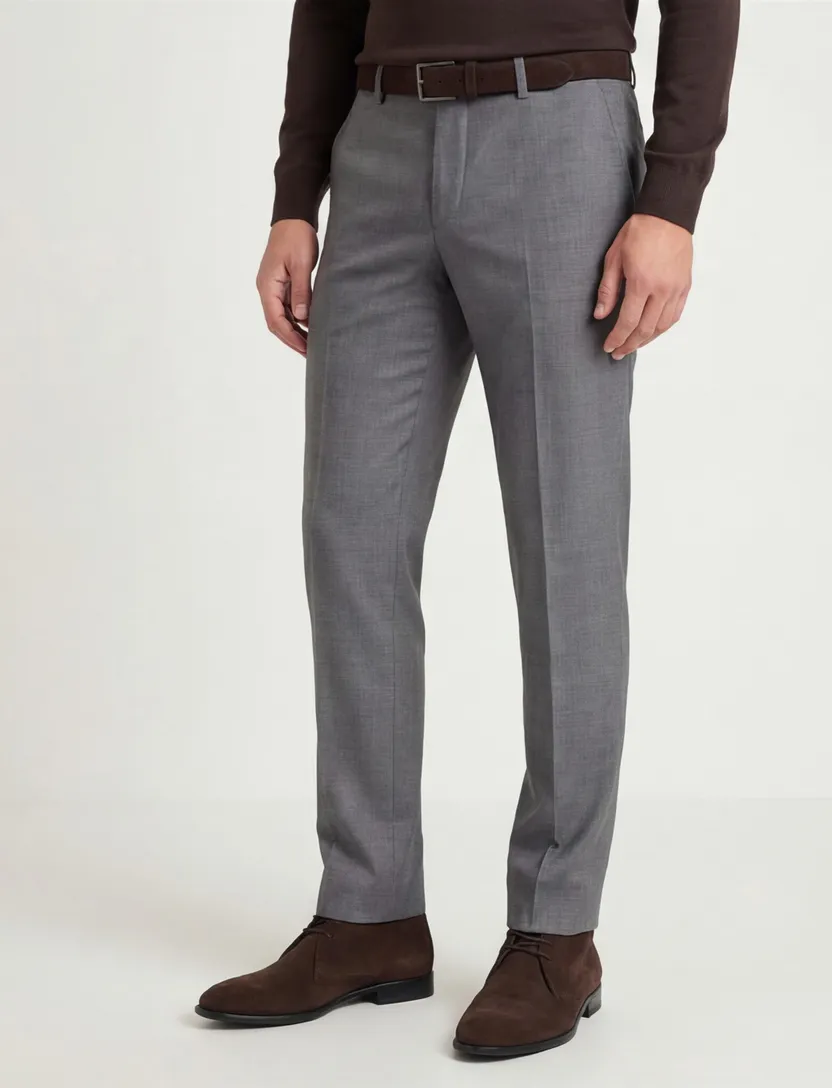 M.E.N.S. pantalon Madrid U wol lichtgrijs