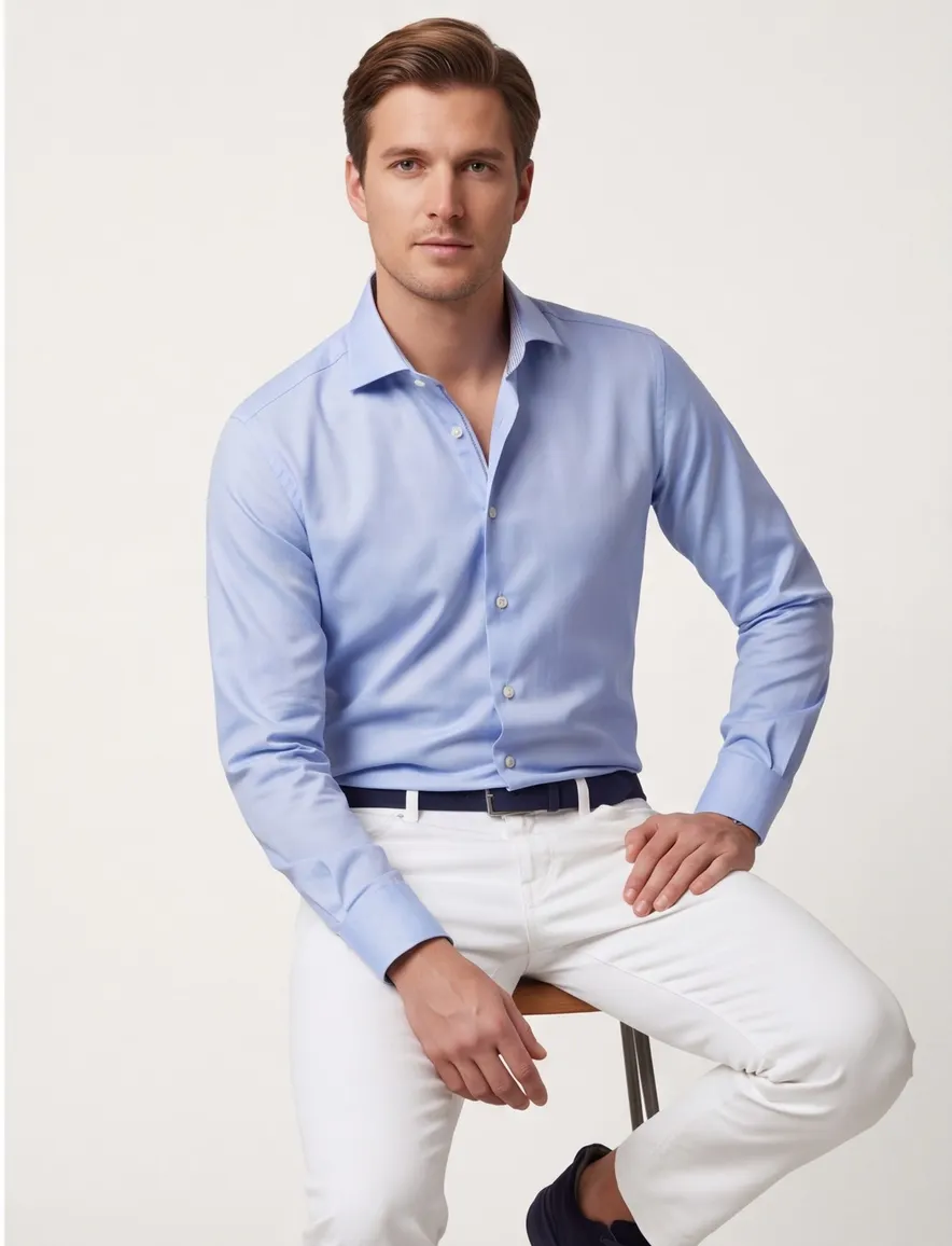 Eton overhemd mouwlengte 7 Contemporary Fit lichtblauw