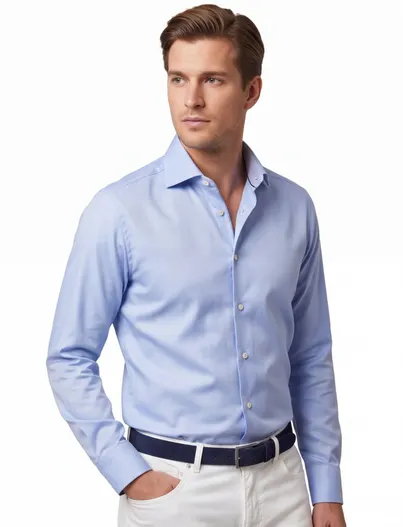 Eton Eton overhemd mouwlengte 7 Contemporary Fit lichtblauw