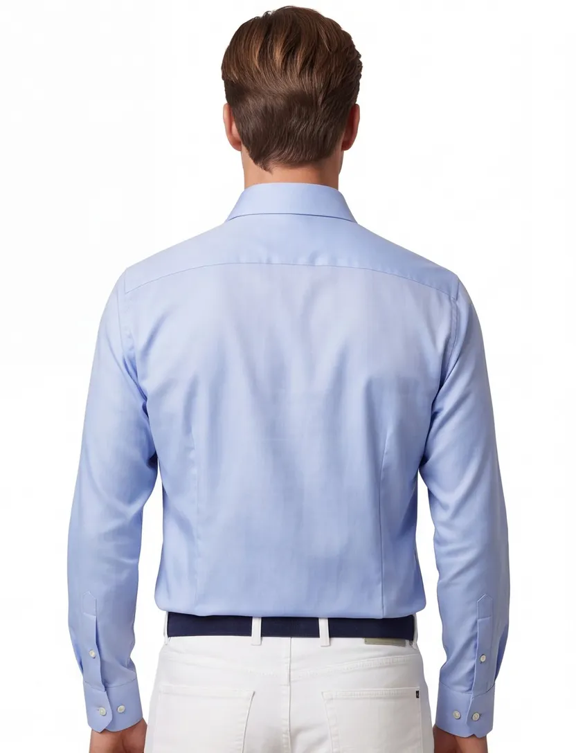 Eton overhemd mouwlengte 7 Contemporary Fit lichtblauw effen katoen
