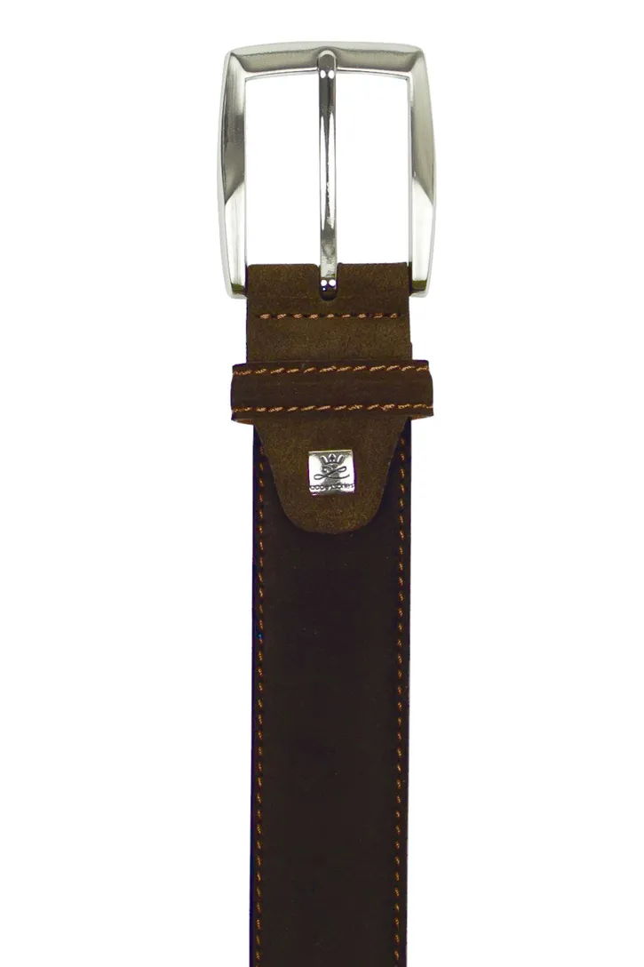 Lindenmann riem donkerbruin suede