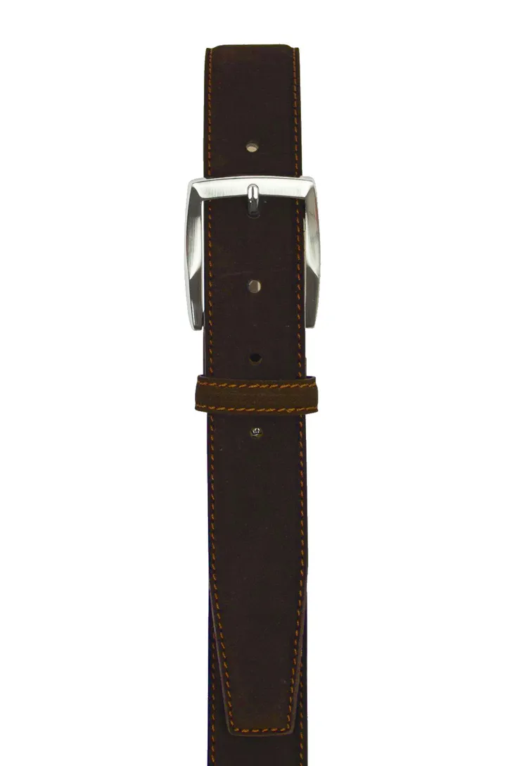 Lindenmann riem donkerbruin suede