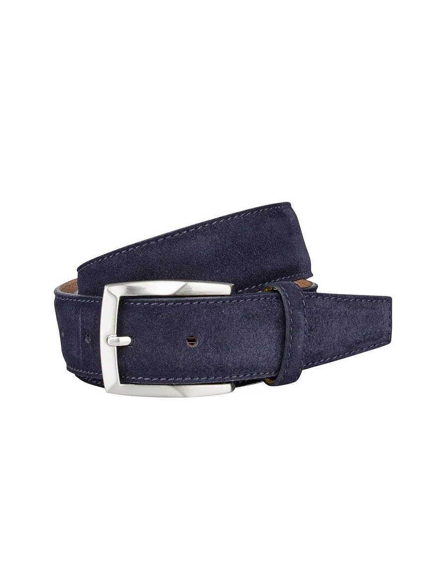 Lindenmann riem donkerblauw suede