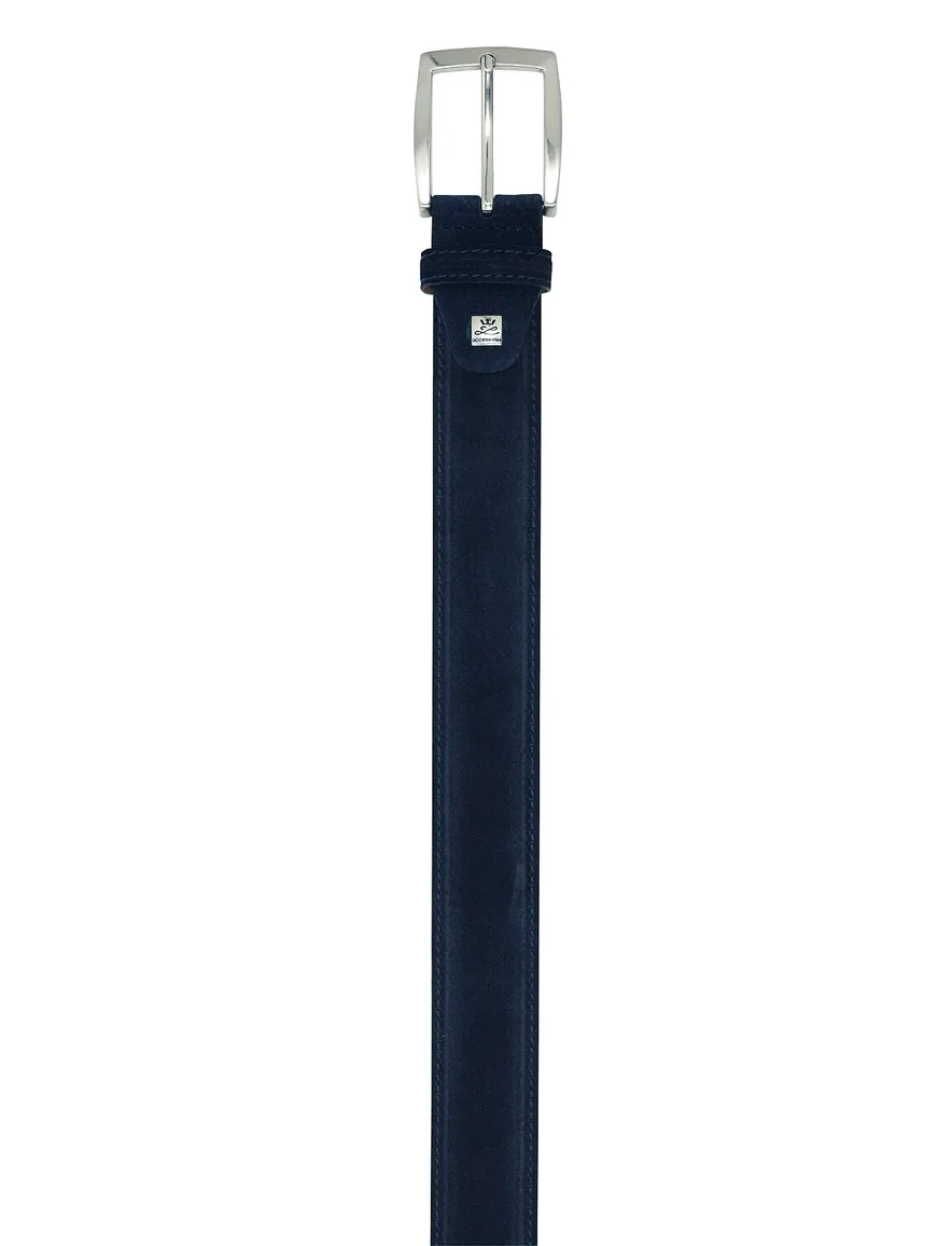 Lindenmann riem donkerblauw suede