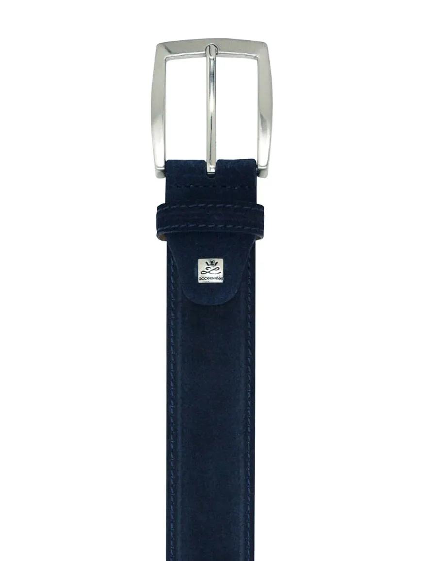 Lindenmann riem donkerblauw suede