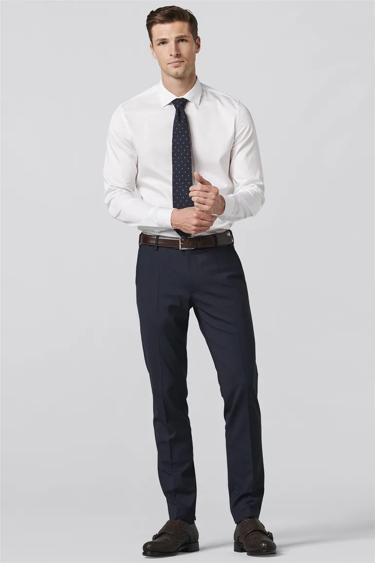 Meyer broek Roma wol stretch donker blauw