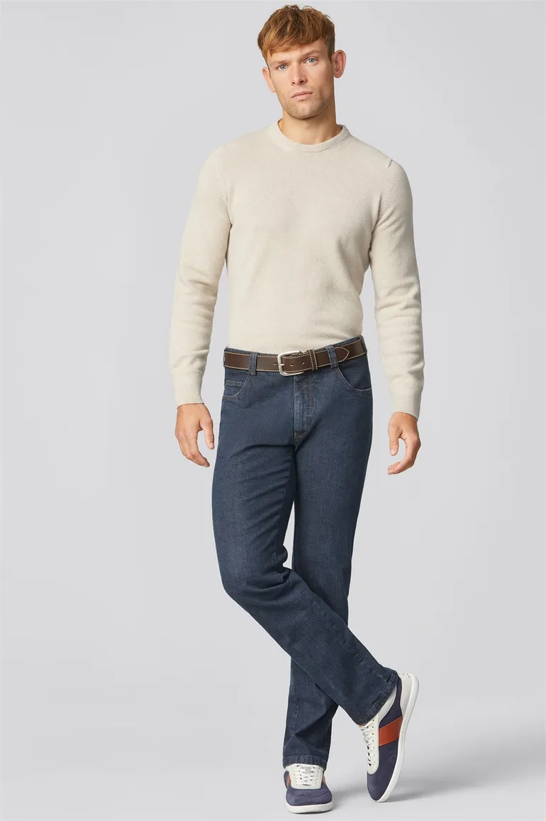 Meyer broek jeans Diego stretch swingpocket donkerblauw