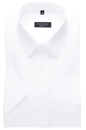 Eterna Eterna zakelijk shirt korte mouw wit wijde pasvorm