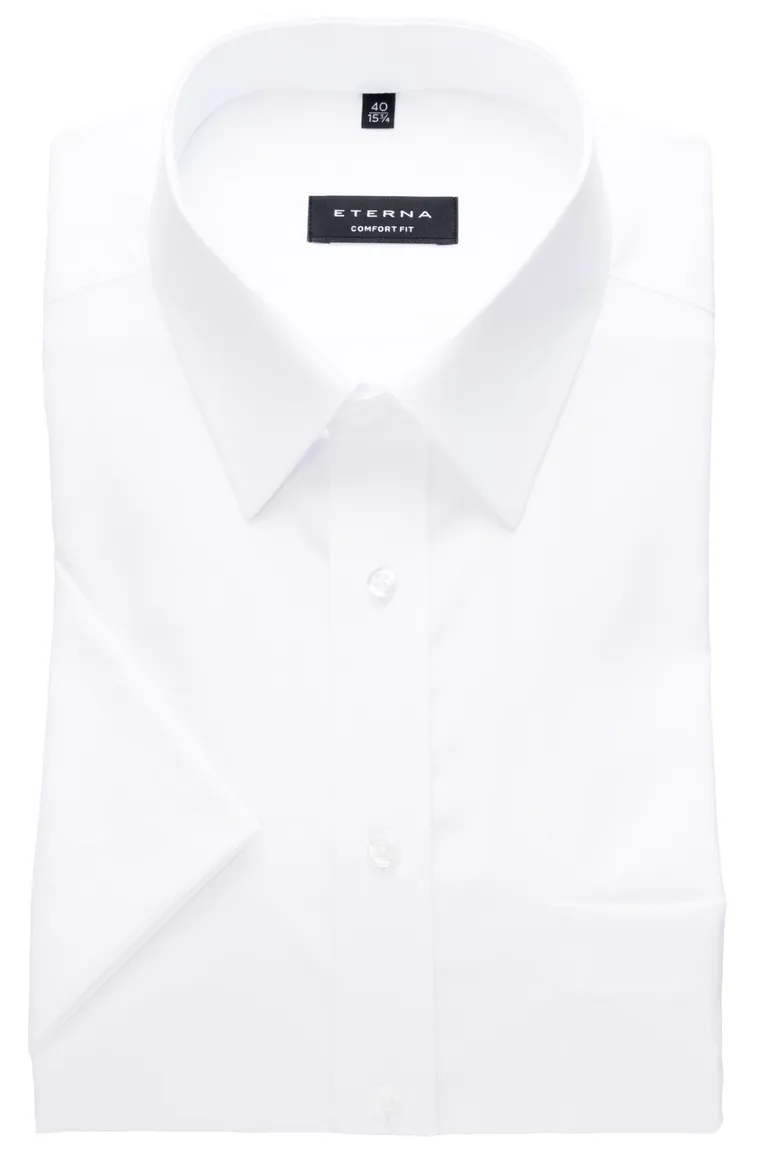 Eterna zakelijk shirt korte mouw wit wijde pasvorm