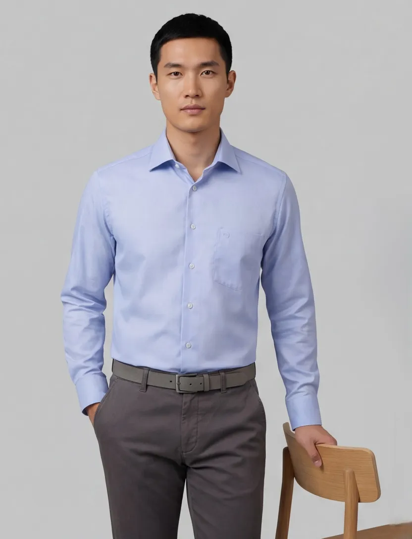 Overhemd Olymp licht blauw modern fit kreukvrij