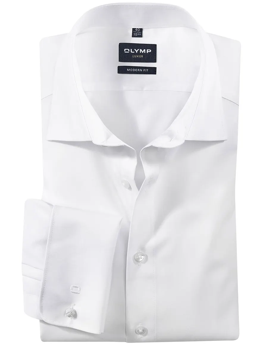 Olymp overhemd dubbele manchet modern fit krijtwit