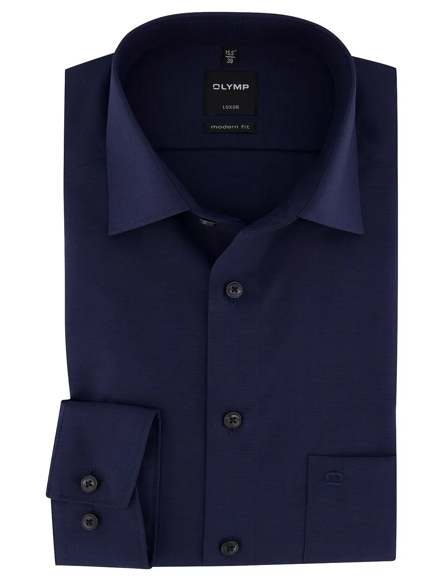 Olymp overhemd Luxor effen marine Modern Fit