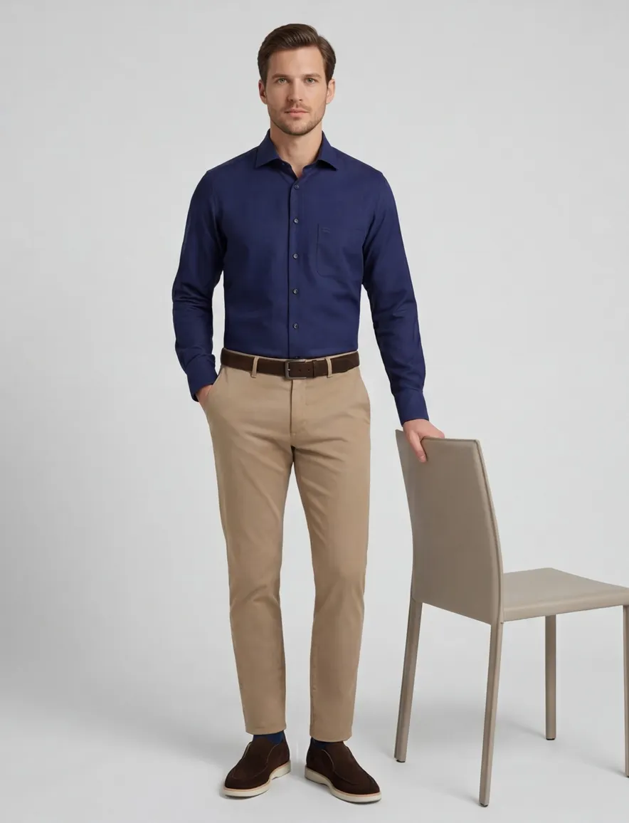 Olymp overhemd Luxor effen marine Modern Fit