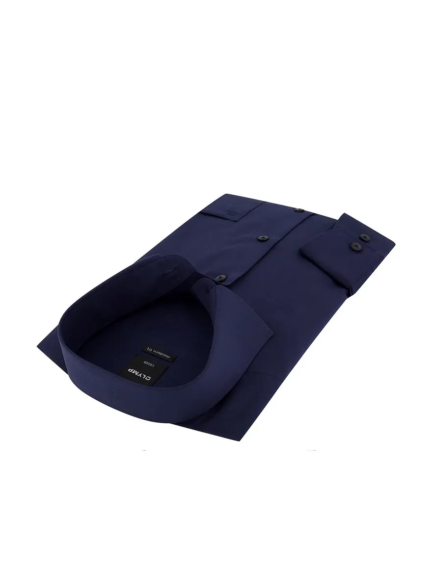 Olymp overhemd Luxor effen marine Modern Fit