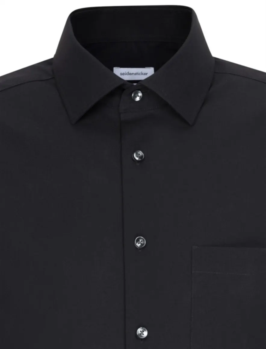 Seidensticker Splendesto overhemd zwart chambray Modern