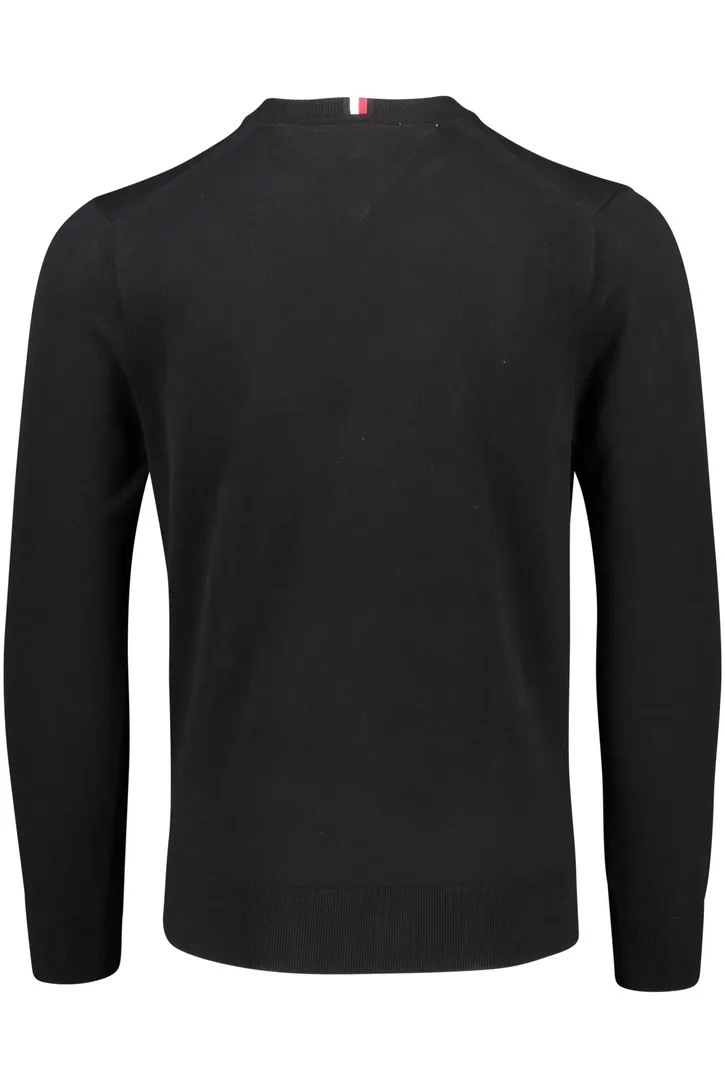 Tommy Hilfiger Big & Tall trui zwart effen katoen ronde hals