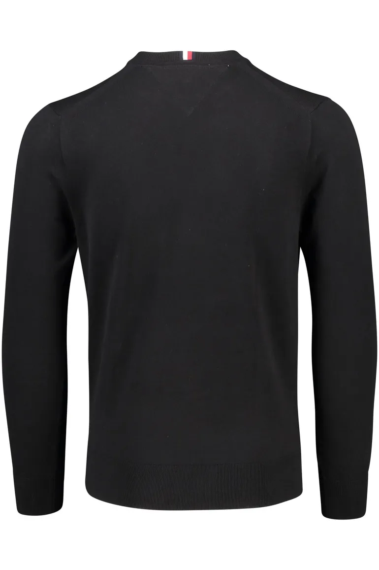 Tommy Hilfiger trui Big & Tall ronde hals zwart effen katoen