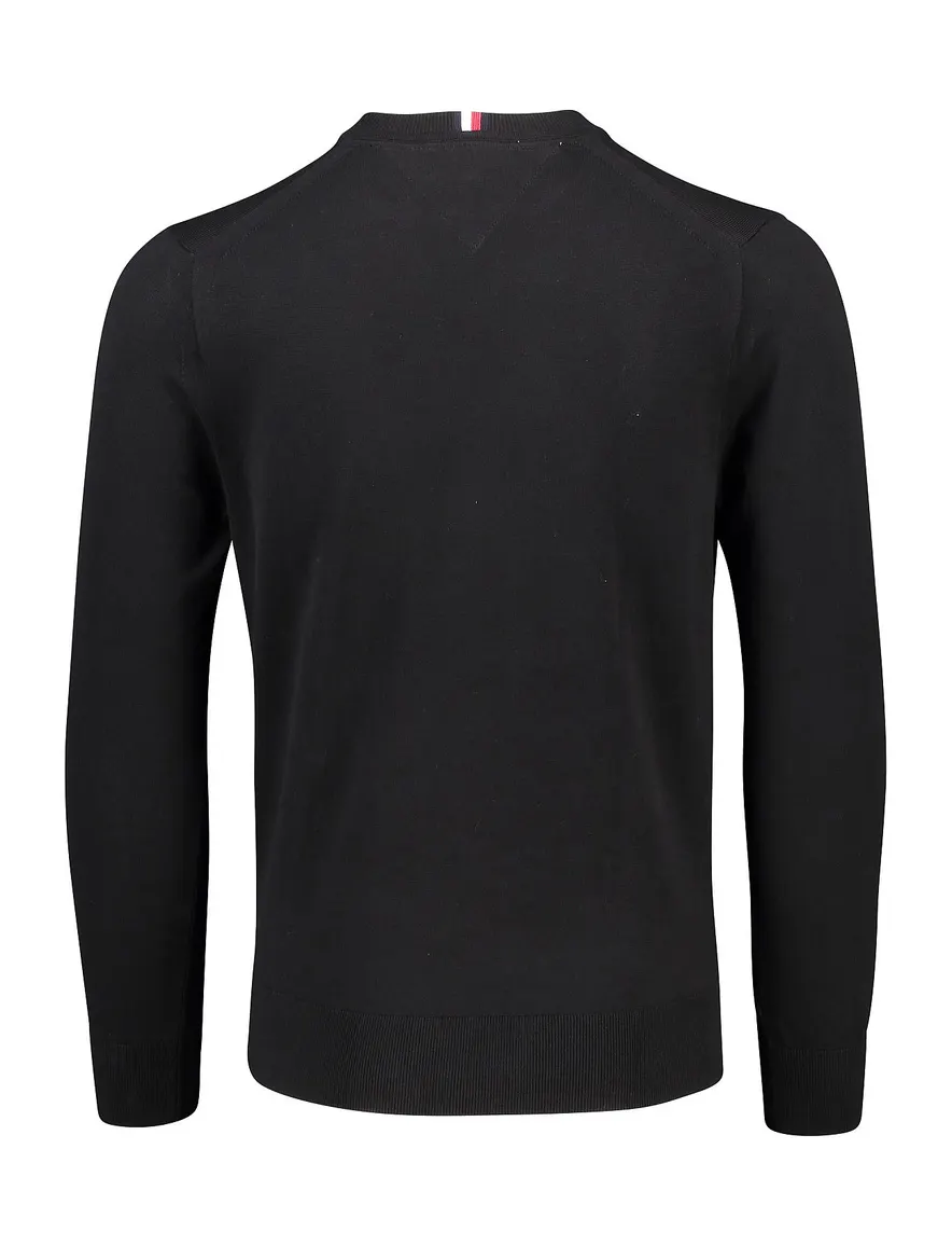 Tommy Hilfiger trui Big & Tall ronde hals zwart effen katoen