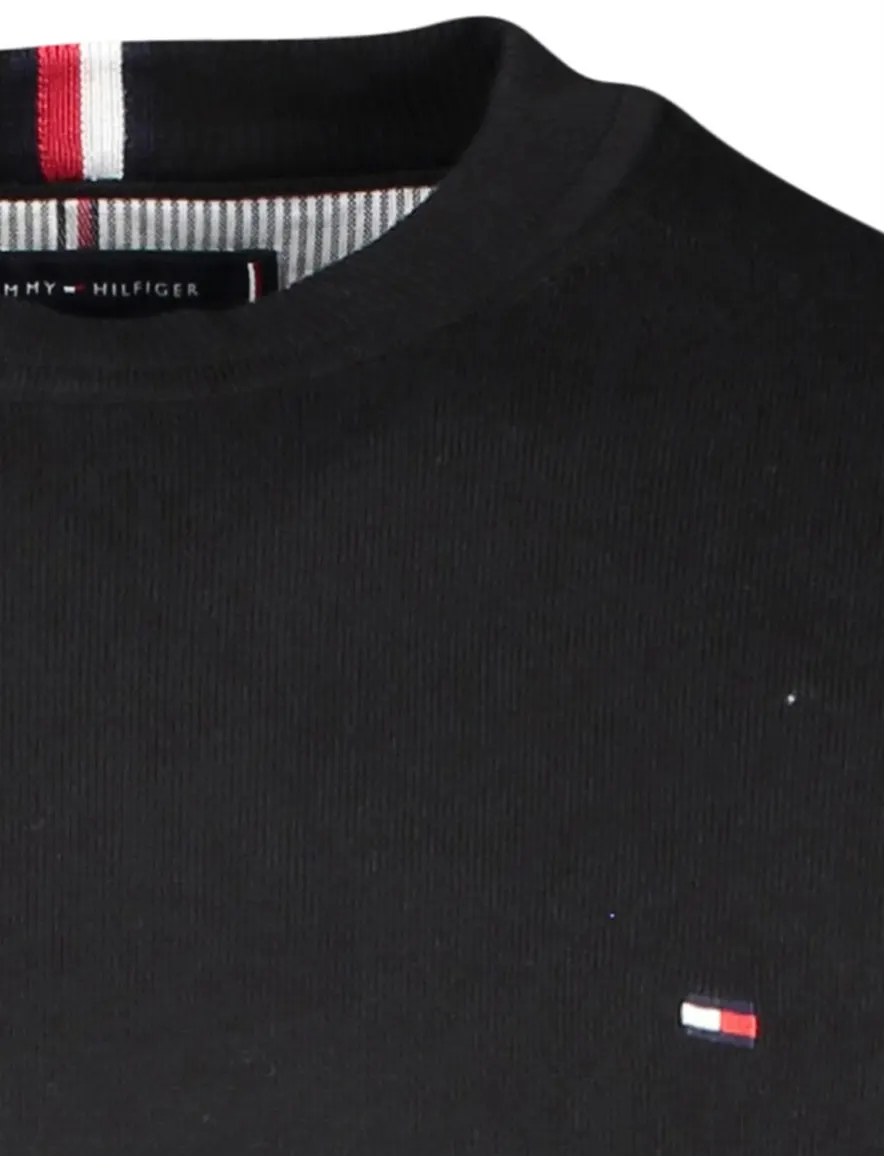 Tommy Hilfiger trui Big & Tall ronde hals zwart effen katoen