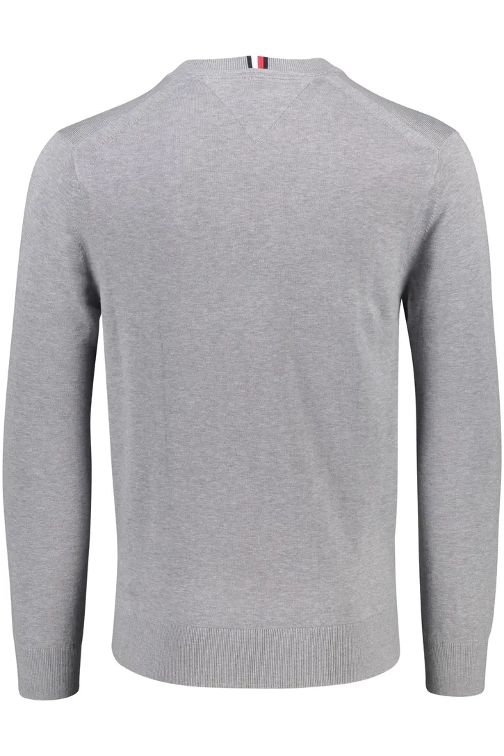 Tommy Hilfiger Big & Tall trui grijs effen katoen v-hals