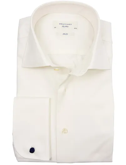 Profuomo Profuomo overhemd ecru dubbel manchet slim fit
