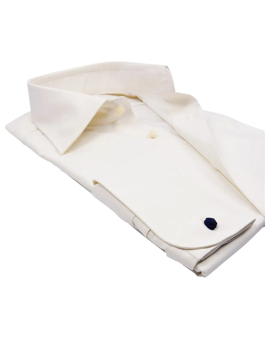 Profuomo Ceremonial overhemd ecru dubbel manchet slim fit