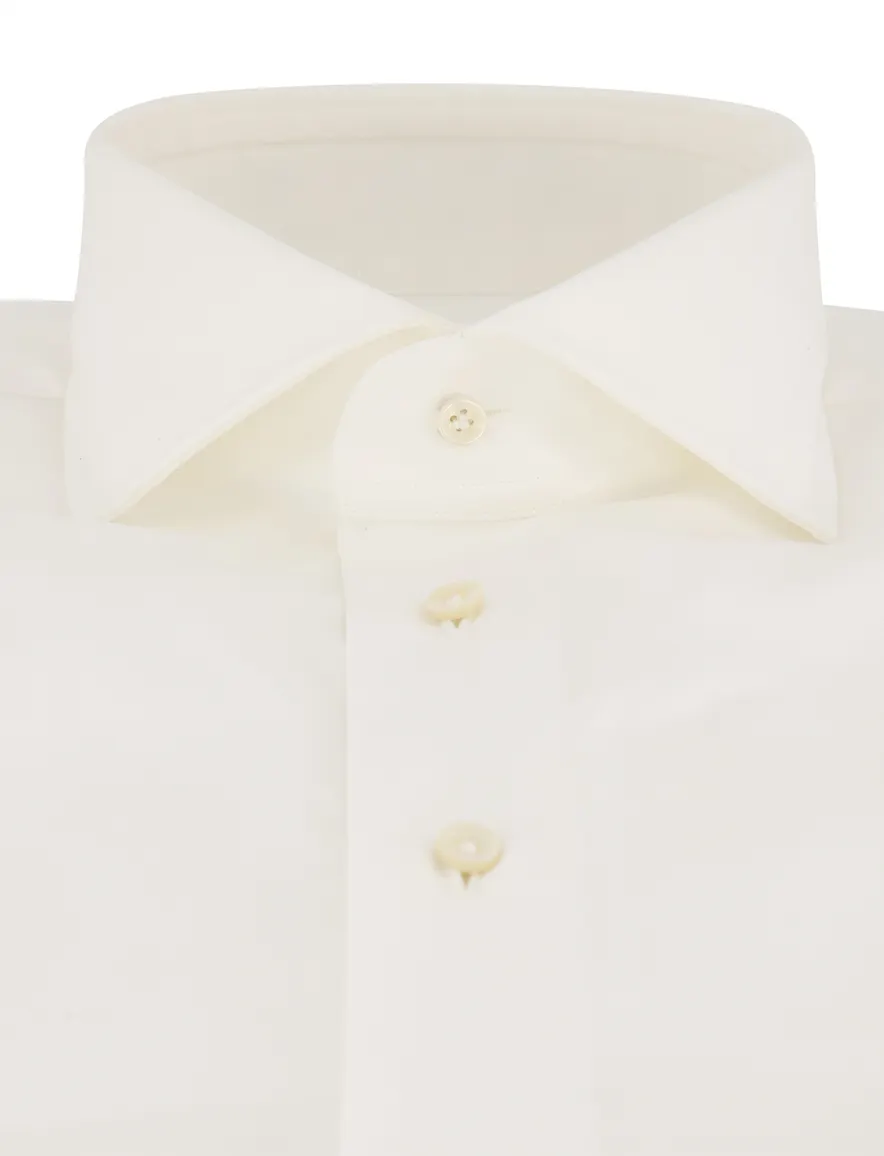 Profuomo overhemd ecru dubbel manchet slim fit