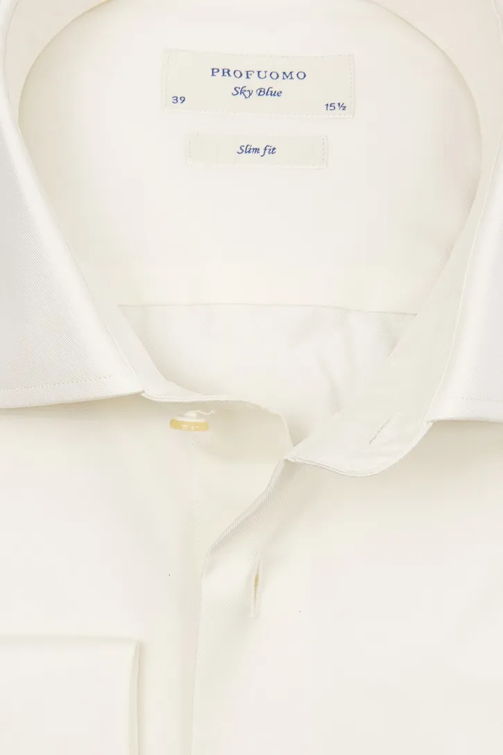 Overhemd Profuomo ecru dubbele manchet slim fit