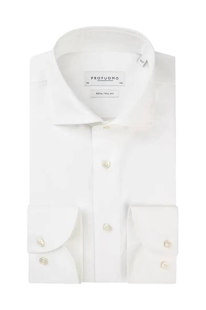 Profuomo overhemd wit effen katoen slim fit