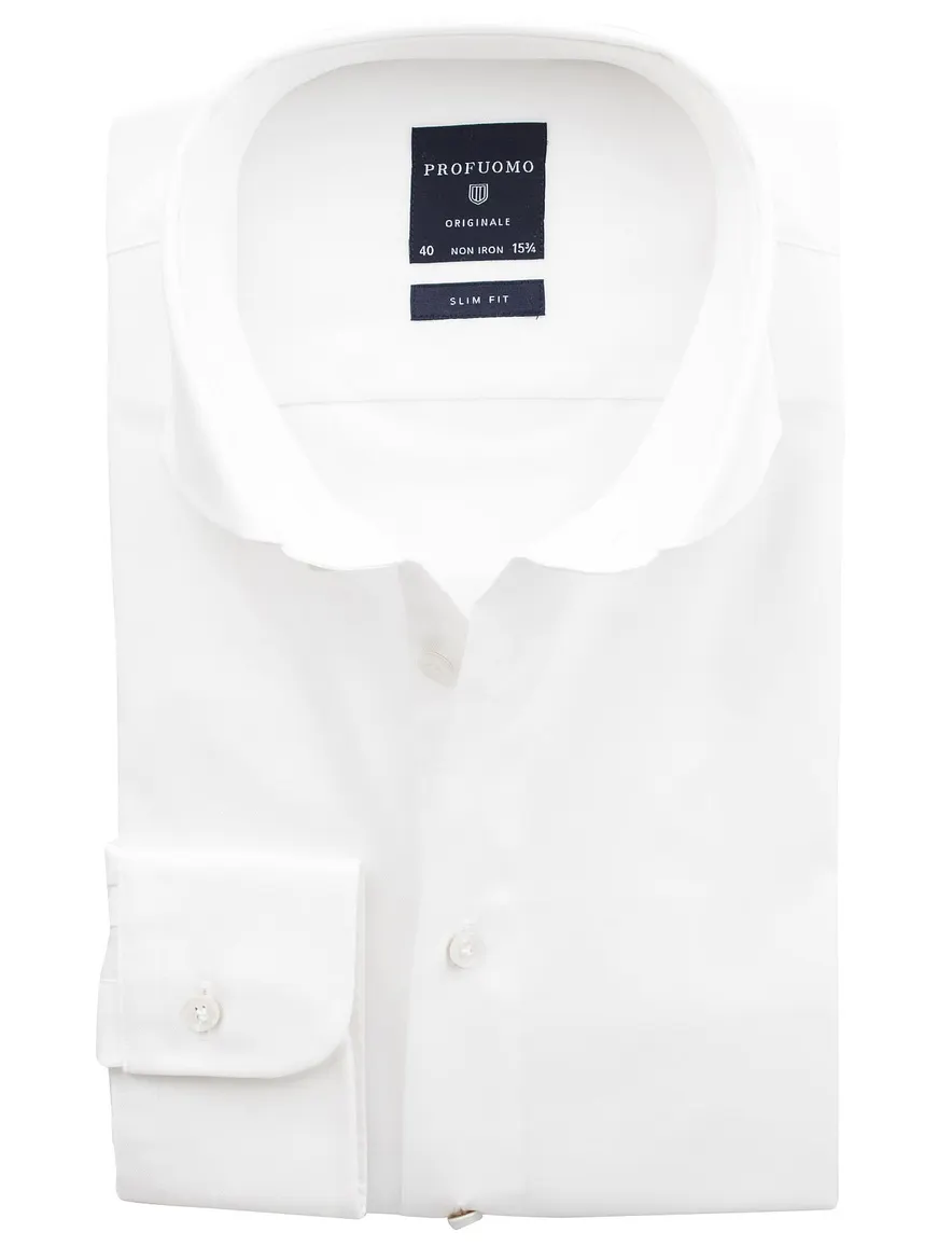 Overhemd Profuomo slim fit wit strijkvrij