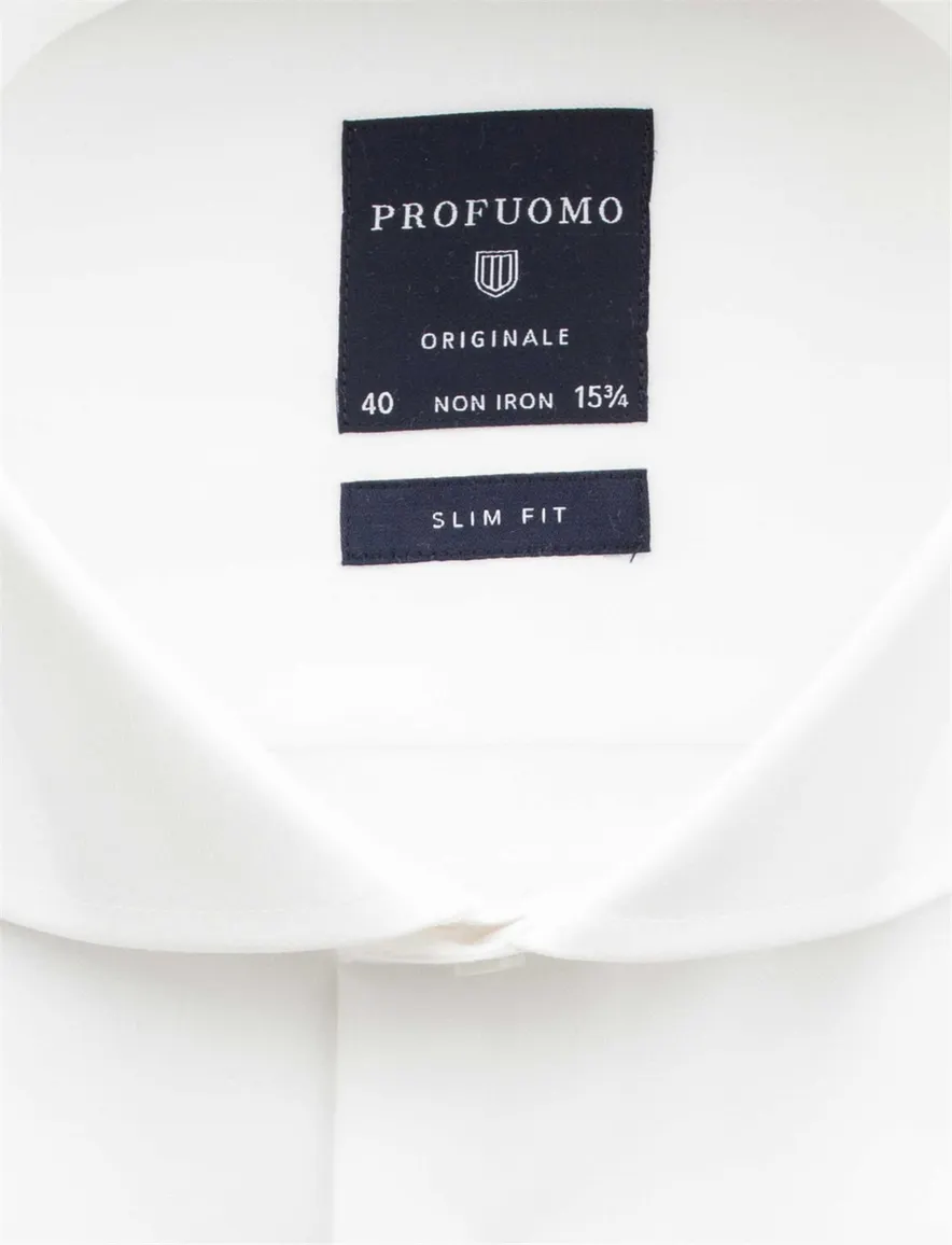 Overhemd Profuomo slim fit wit strijkvrij