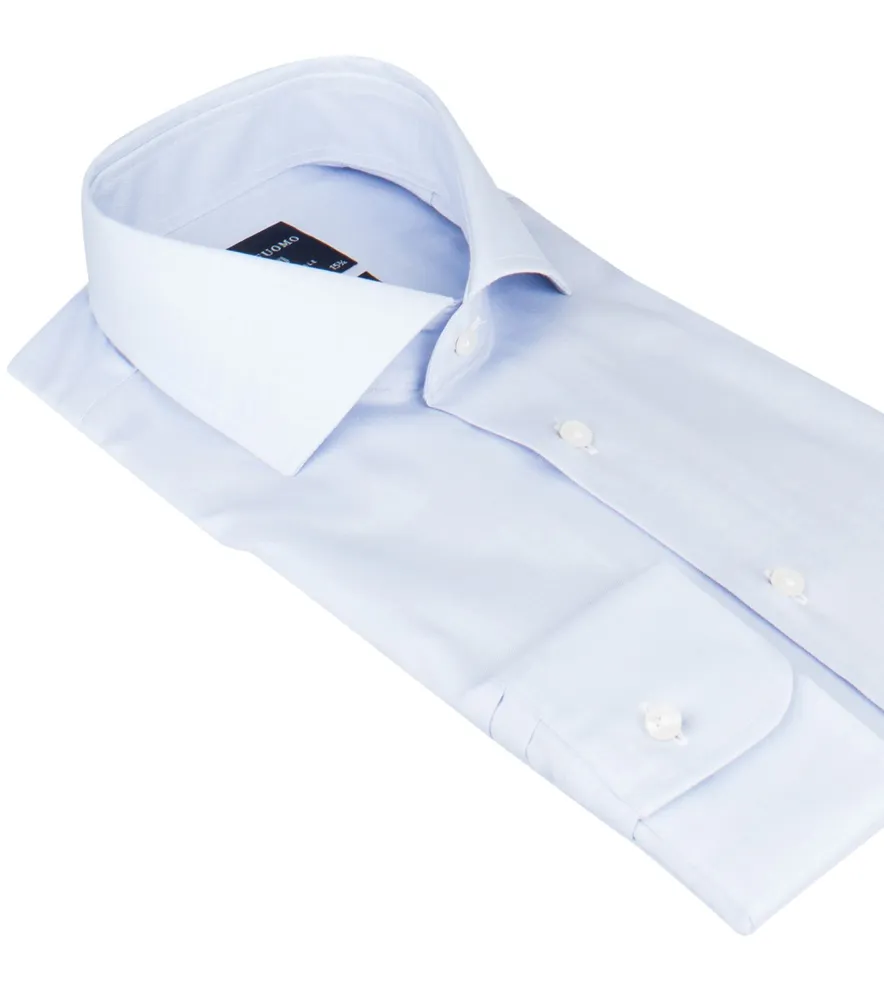 Overhemd Profuomo slim fit blauw strijkvrij
