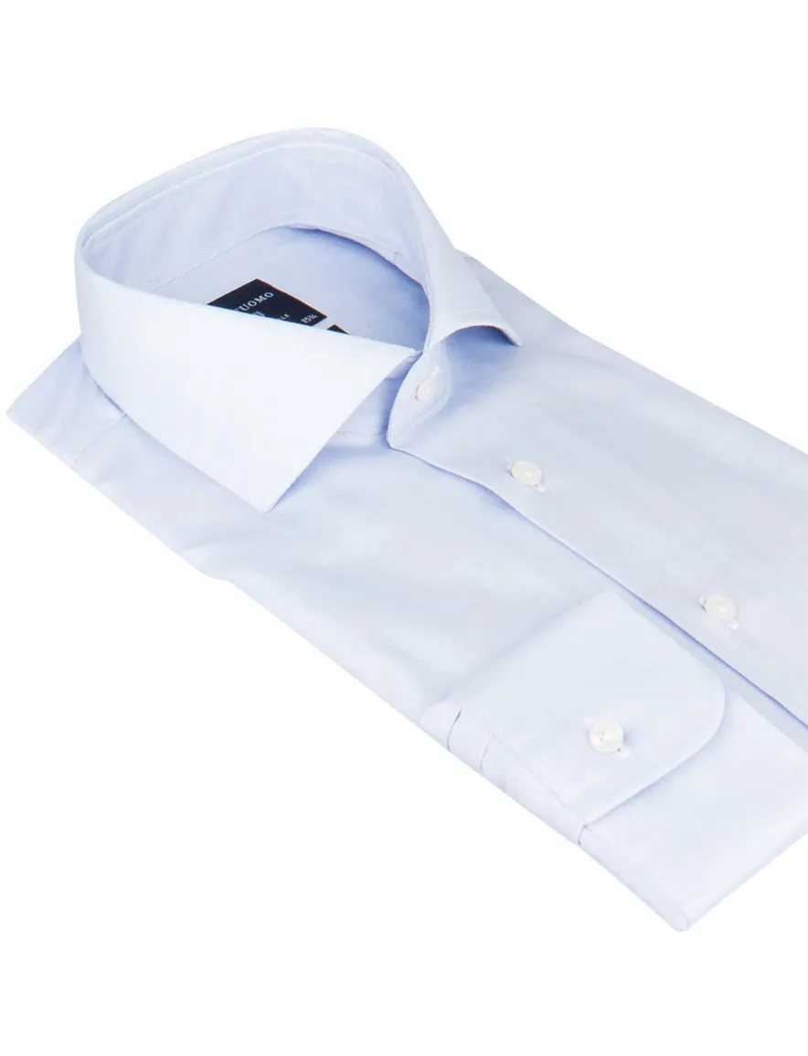 Overhemd Profuomo slim fit blauw strijkvrij