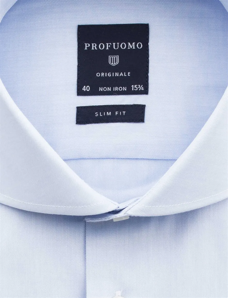 Overhemd Profuomo slim fit blauw strijkvrij