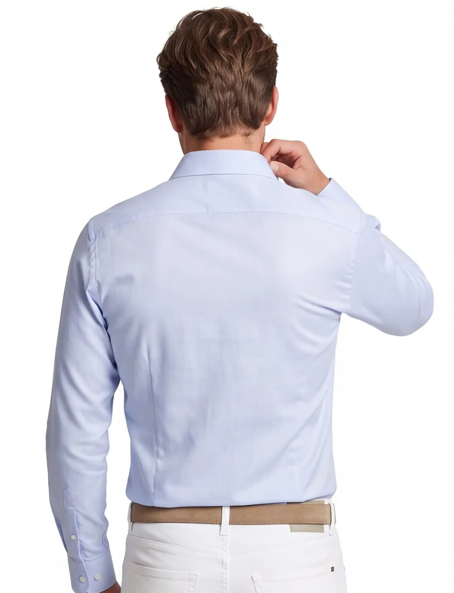 Overhemd Profuomo slim fit blauw strijkvrij