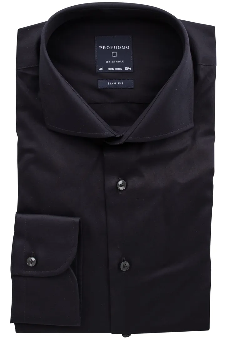 Overhemd Profuomo slim fit donkerblauw strijkvrij