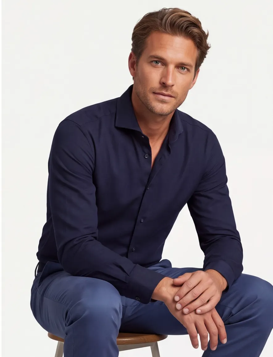 Profuomo zwart overhemd strijkvrij slim fit