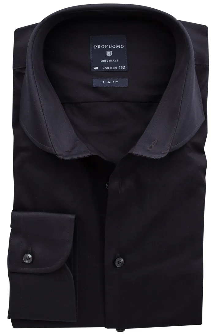 Overhemd Profuomo slim fit donkerblauw strijkvrij
