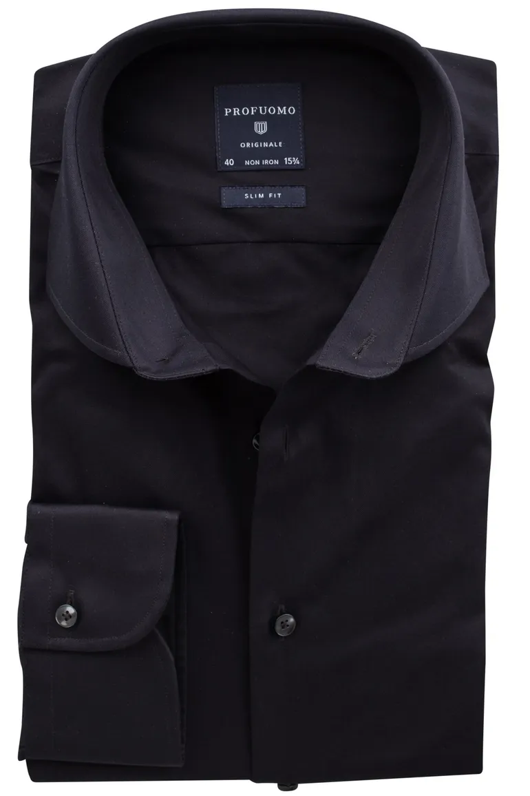 Profuomo donkerblauw overhemd strijkvrij slim fit