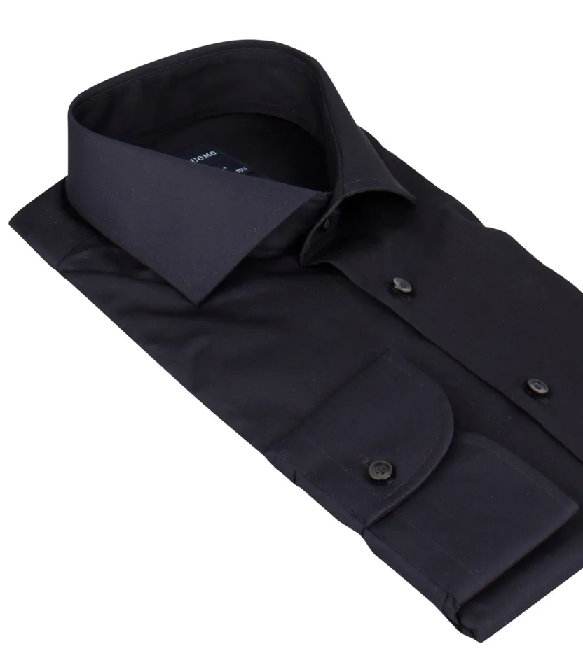 Overhemd Profuomo slim fit donkerblauw strijkvrij