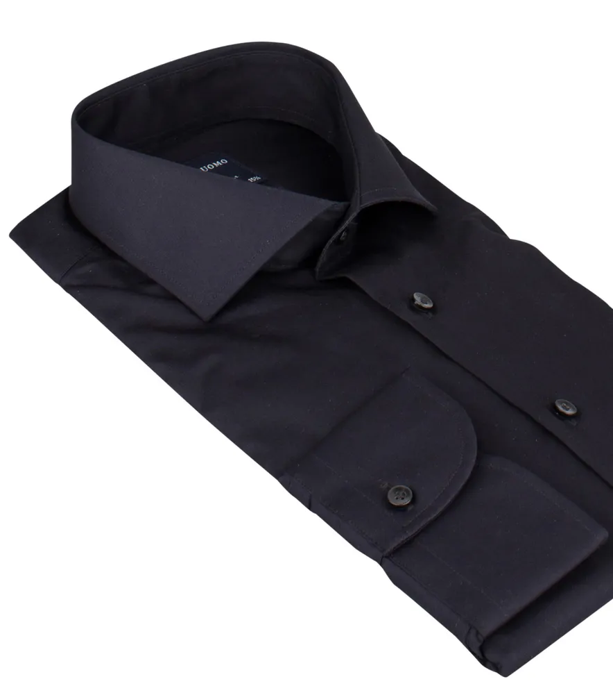Profuomo donkerblauw overhemd strijkvrij slim fit